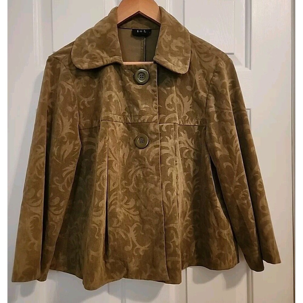 R Q T Womens Blazer Soft Pesto Olive Green Stylish Medium 2 Button Jacket - Picture 6 of 11